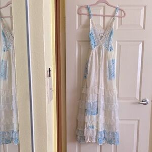 NWOT ananta Elegant Blue & White Maxi Dress